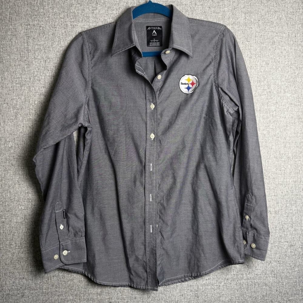 PITTSBURGH STEELERS Button Up Shirt Women's‎ Ladies Antigua NFL LARGE